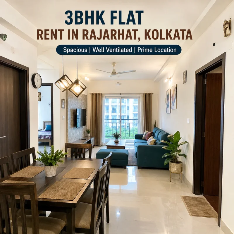 3BHK Flat for Rent in Rajarhat Kolkata | Spacious Family Apartment Near New Town